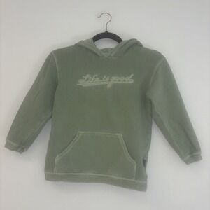 Life‎ Is Good Sweatshirt Boys Girls Xs 4-7T Pullover Hoodie Green Cotton Cozy